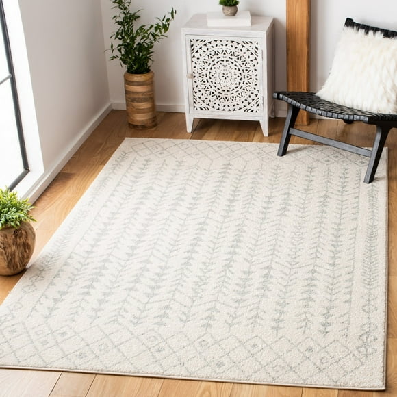 Safavieh Tulum Collection TUL264A Moroccan Boho Distressed Non-Shedding Living Room Bedroom Area Rug 5' x 5' Square Grey Ivory Safavieh Tulum Collection TUL264A Moroccan Boho Distressed Non-Shedding Living Room Bedroom Area Rug 5' x 5' Square Grey Ivory